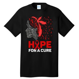 Hope For A Cure Red Ribbon National HIV Awareness Month Tall T-Shirt