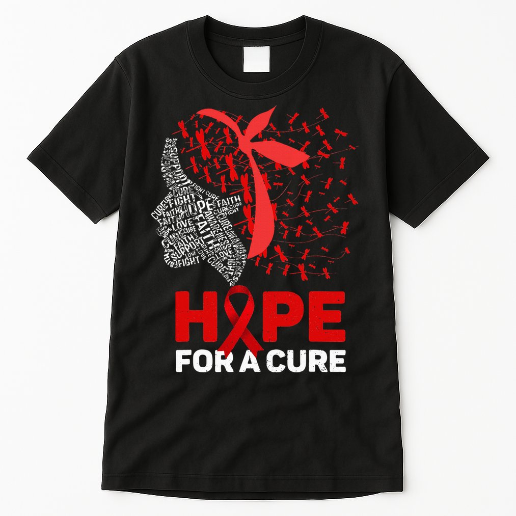 Hope For A Cure Red Ribbon National HIV Awareness Month Tall T-Shirt
