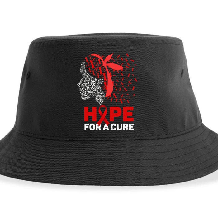 Hope For A Cure Red Ribbon National HIV Awareness Month Sustainable Bucket Hat