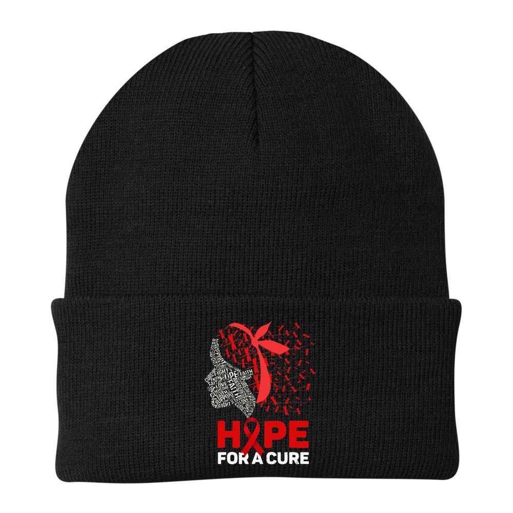 Hope For A Cure Red Ribbon National HIV Awareness Month Beanie