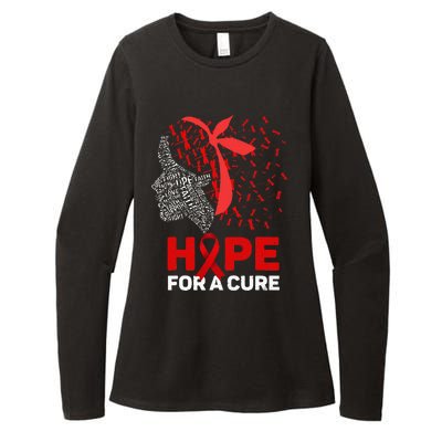 Hope For A Cure Red Ribbon National HIV Awareness Month Womens CVC Long Sleeve Shirt