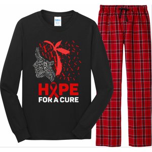 Hope For A Cure Red Ribbon National HIV Awareness Month Long Sleeve Pajama Set