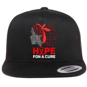 Hope For A Cure Red Ribbon National HIV Awareness Month Flat Bill Trucker Hat