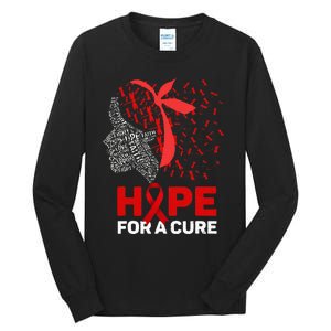 Hope For A Cure Red Ribbon National HIV Awareness Month Tall Long Sleeve T-Shirt