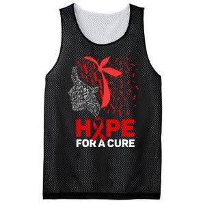 Hope For A Cure Red Ribbon National HIV Awareness Month Mesh Reversible Basketball Jersey Tank