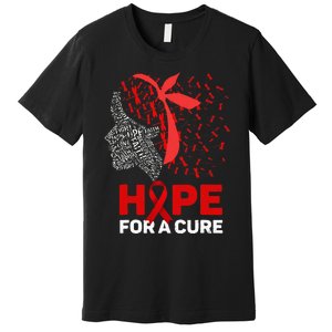 Hope For A Cure Red Ribbon National HIV Awareness Month Premium T-Shirt