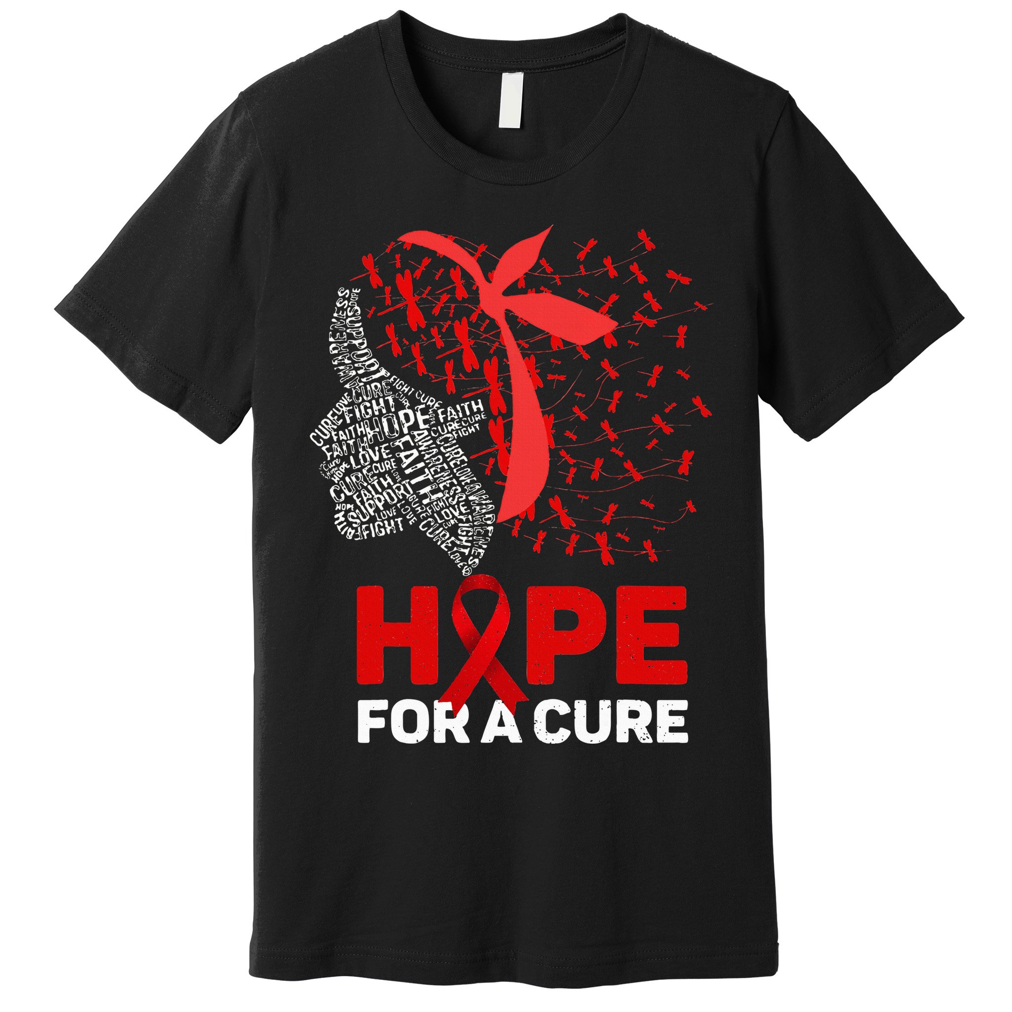 Hope For A Cure Red Ribbon National HIV Awareness Month Premium T-Shirt