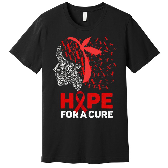 Hope For A Cure Red Ribbon National HIV Awareness Month Premium T-Shirt