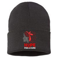 Hope For A Cure Red Ribbon National HIV Awareness Month Sustainable Knit Beanie