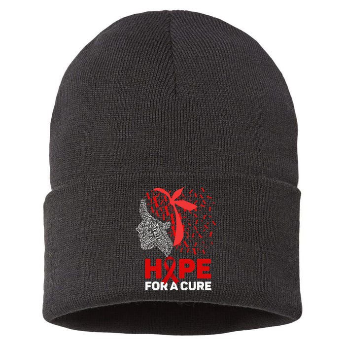 Hope For A Cure Red Ribbon National HIV Awareness Month Sustainable Knit Beanie