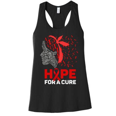 Hope For A Cure Red Ribbon National HIV Awareness Month Women's Racerback Tank