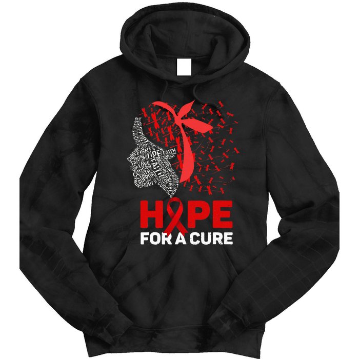 Hope For A Cure Red Ribbon National HIV Awareness Month Tie Dye Hoodie