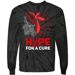 Hope For A Cure Red Ribbon National HIV Awareness Month Tie-Dye Long Sleeve Shirt