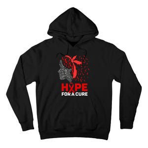 Hope For A Cure Red Ribbon National HIV Awareness Month Tall Hoodie