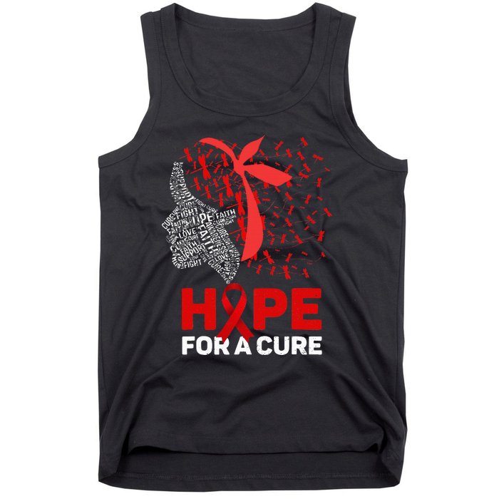 Hope For A Cure Red Ribbon National HIV Awareness Month Tank Top