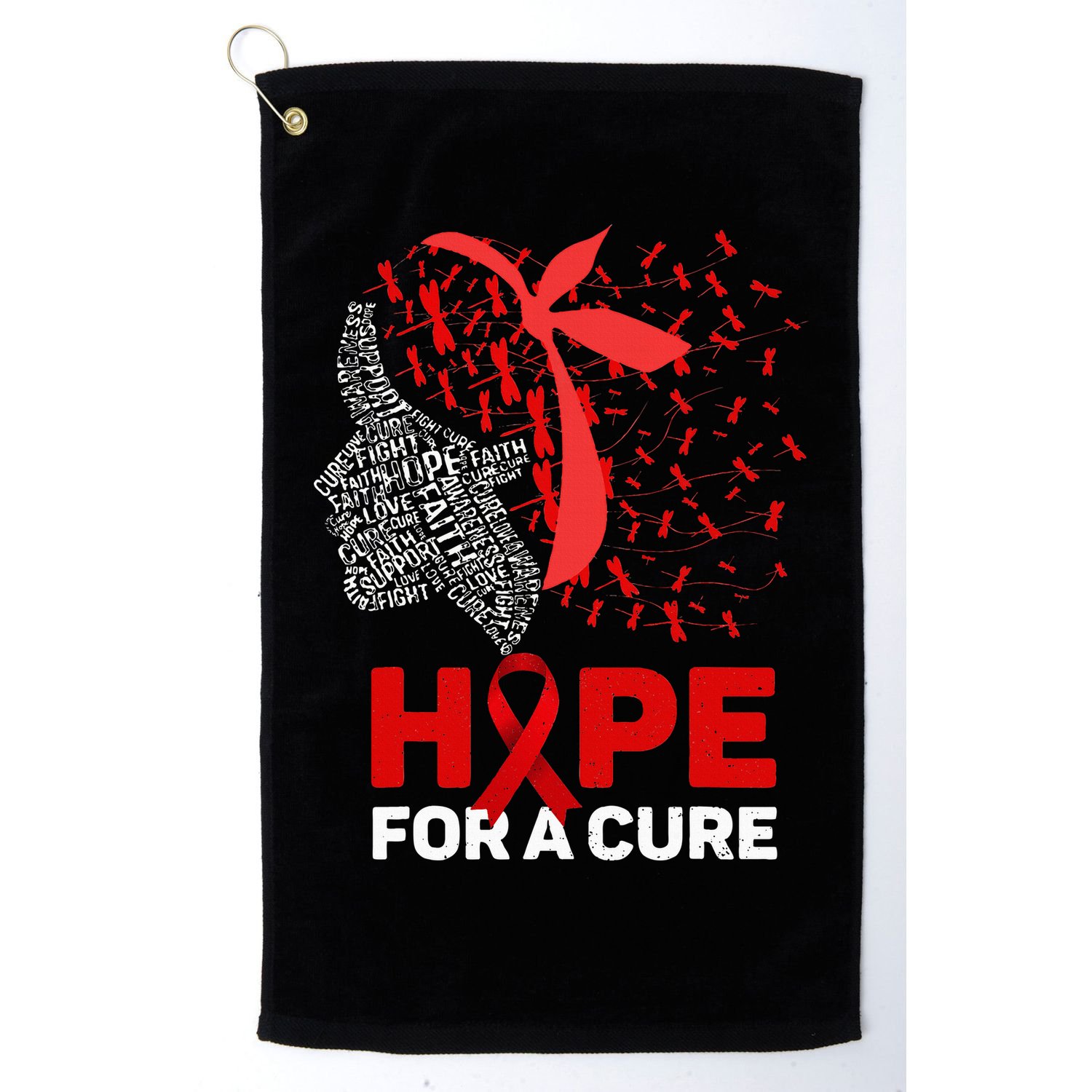 Hope For A Cure Red Ribbon National HIV Awareness Month Golf Towel