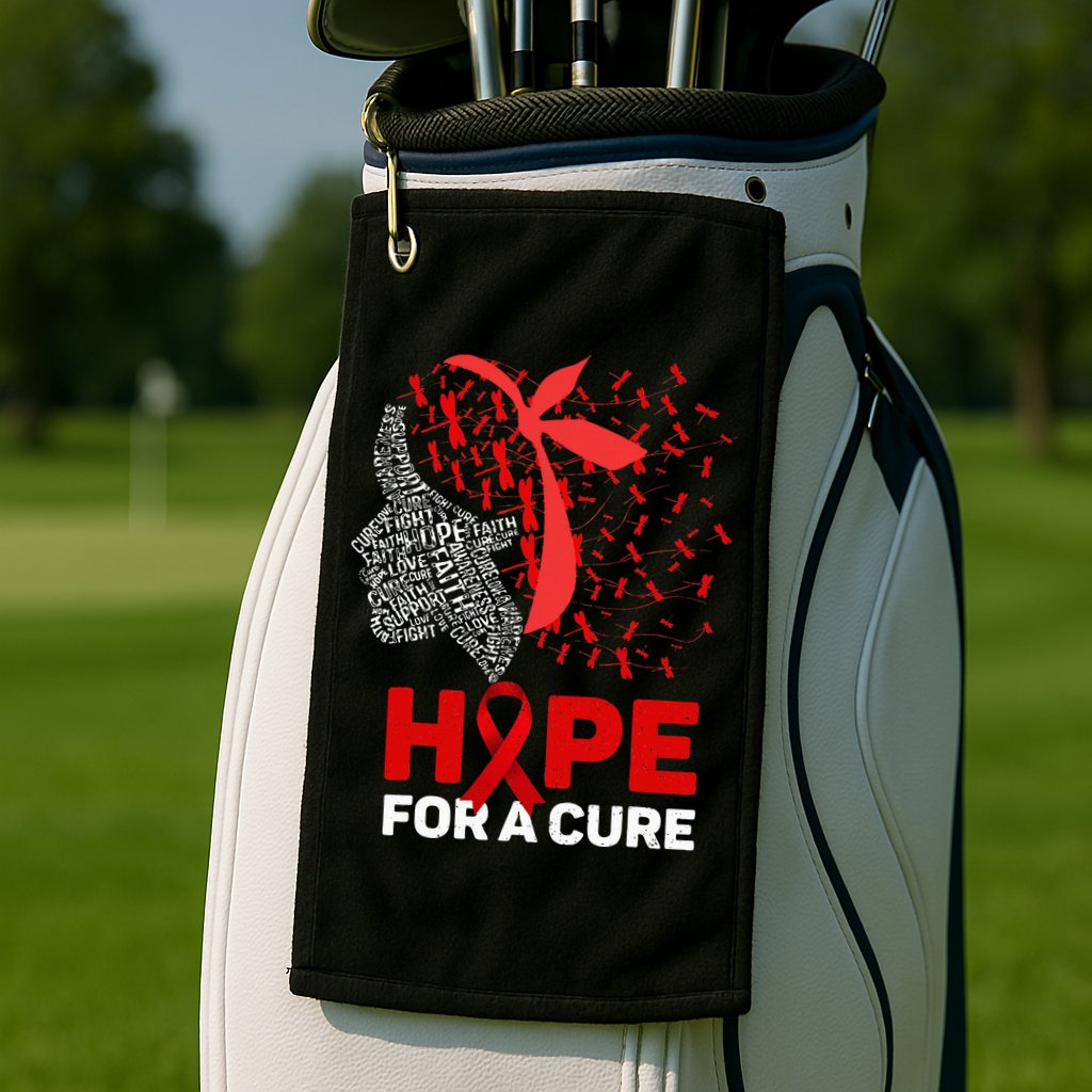Hope For A Cure Red Ribbon National HIV Awareness Month Golf Towel