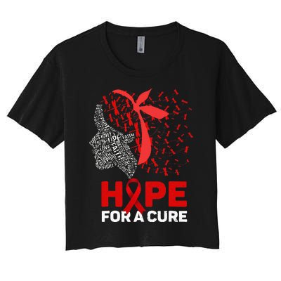 Hope For A Cure Red Ribbon National HIV Awareness Month Women's Crop Top Tee