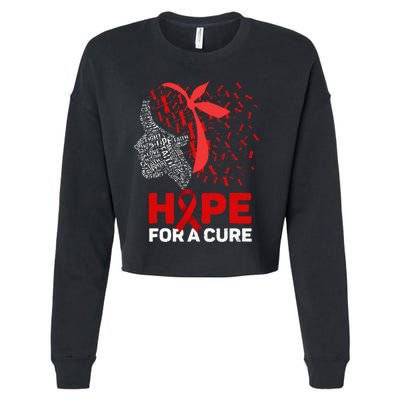 Hope For A Cure Red Ribbon National HIV Awareness Month Cropped Pullover Crew