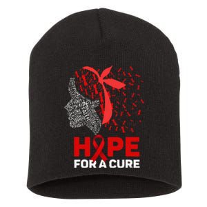 Hope For A Cure Red Ribbon National HIV Awareness Month Short Acrylic Beanie