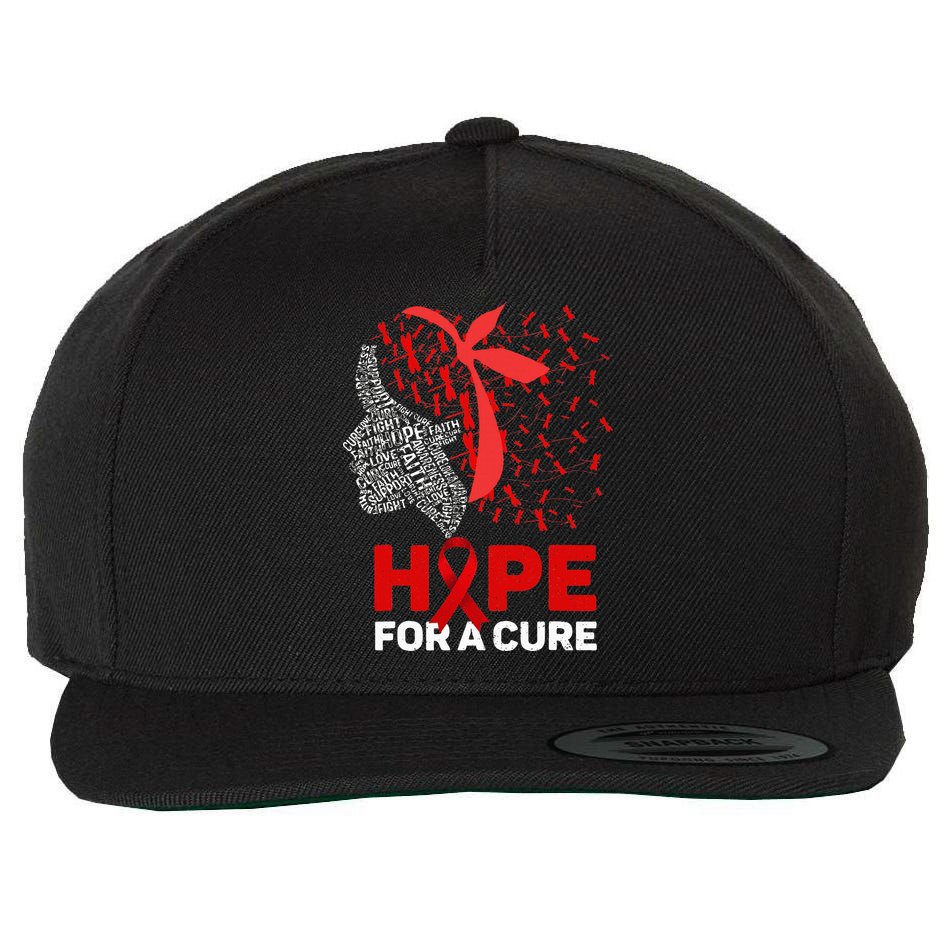 Hope For A Cure Red Ribbon National HIV Awareness Month Wool Snapback Cap
