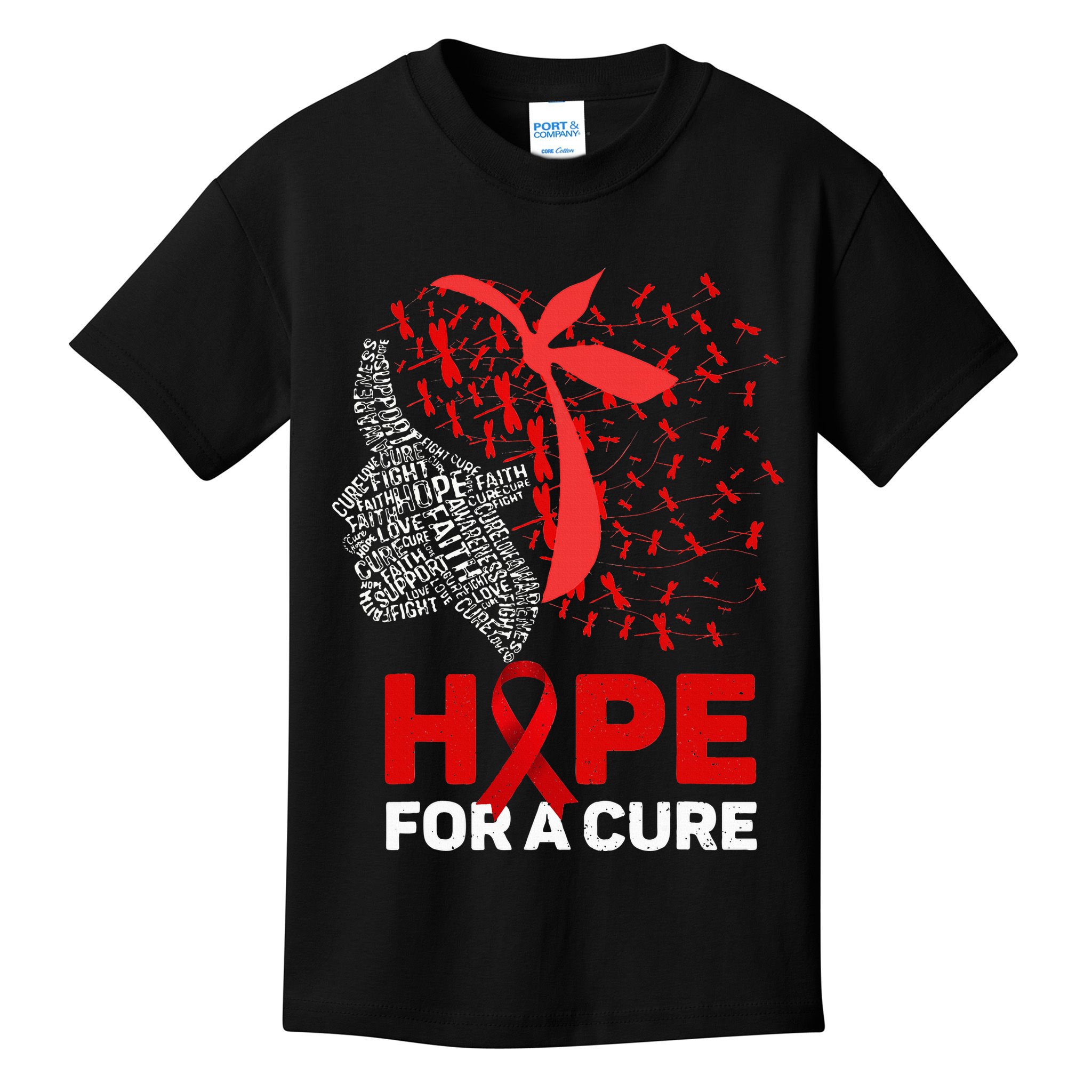 Hope For A Cure Red Ribbon National HIV Awareness Month Kids T-Shirt