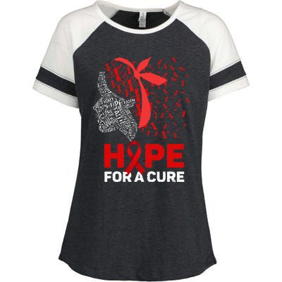 Hope For A Cure Red Ribbon National HIV Awareness Month Enza Ladies Jersey Colorblock Tee