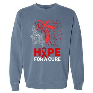 Hope For A Cure Red Ribbon National HIV Awareness Month Garment-Dyed Sweatshirt