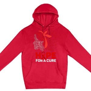 Hope For A Cure Red Ribbon National HIV Awareness Month Premium Pullover Hoodie