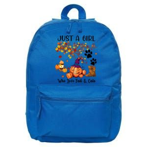 Halloween Fall And Cat Just A Who Loves Fall And Cat Gift 16 in Basic Backpack