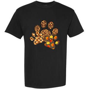 Hello Fall Autumn Leaf Pumpkin Dog Paw Print Puppy Owner Garment-Dyed Heavyweight T-Shirt