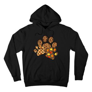 Hello Fall Autumn Leaf Pumpkin Dog Paw Print Puppy Owner Hoodie