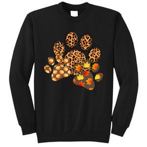 Hello Fall Autumn Leaf Pumpkin Dog Paw Print Puppy Owner Sweatshirt