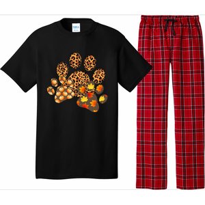 Hello Fall Autumn Leaf Pumpkin Dog Paw Print Puppy Owner Pajama Set