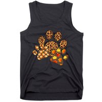 Hello Fall Autumn Leaf Pumpkin Dog Paw Print Puppy Owner Tank Top