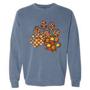 Hello Fall Autumn Leaf Pumpkin Dog Paw Print Puppy Owner Garment-Dyed Sweatshirt