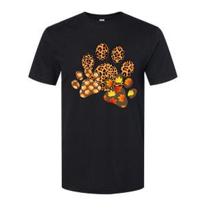 Hello Fall Autumn Leaf Pumpkin Dog Paw Print Puppy Owner Softstyle CVC T-Shirt