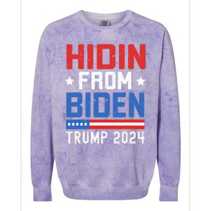 Hidin From Biden Trump 2024 Funny Anti Joe Biden Colorblast Crewneck Sweatshirt