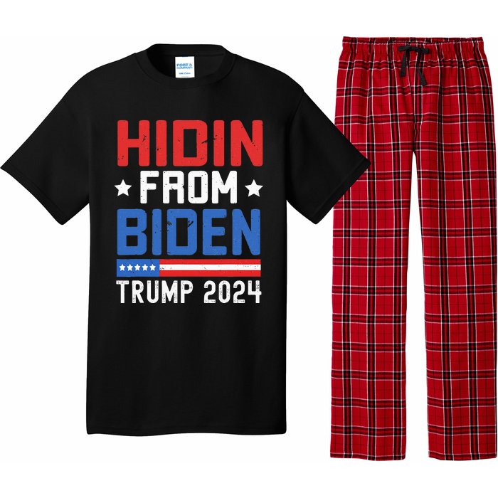 Hidin From Biden Trump 2024 Funny Anti Joe Biden Pajama Set