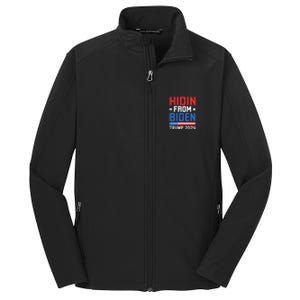 Hidin From Biden Trump 2024 Funny Anti Joe Biden Core Soft Shell Jacket