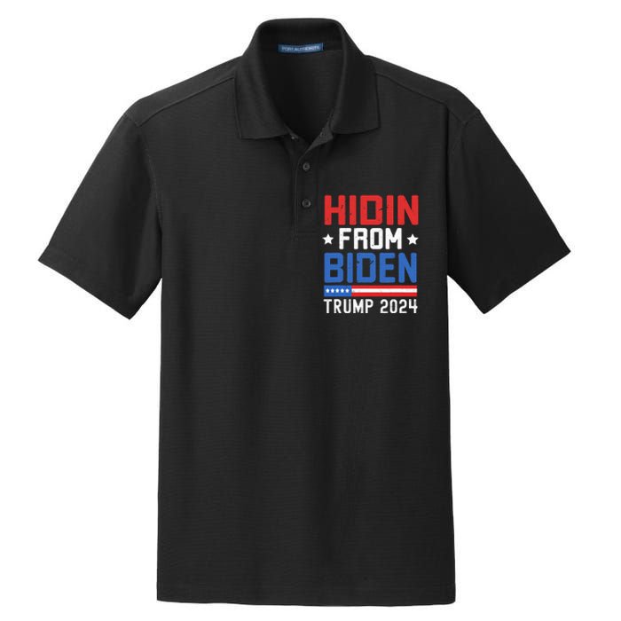 Hidin From Biden Trump 2024 Funny Anti Joe Biden Dry Zone Grid Polo