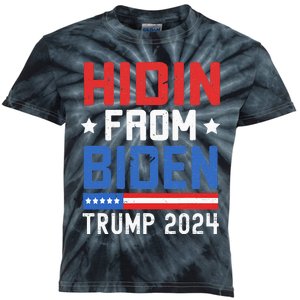 Hidin From Biden Trump 2024 Funny Anti Joe Biden Kids Tie-Dye T-Shirt