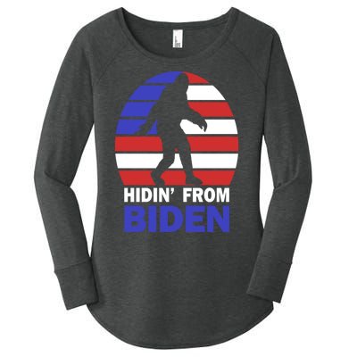 Hidin From Biden Anti Joe Biden 2020 Election Hiding Bigfoot Women's Perfect Tri Tunic Long Sleeve Shirt