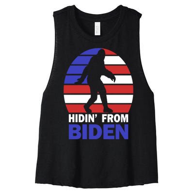 Hidin From Biden Anti Joe Biden 2020 Election Hiding Bigfoot Women's Racerback Cropped Tank