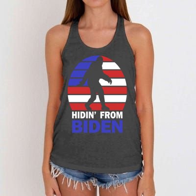 Hidin From Biden Anti Joe Biden 2020 Election Hiding Bigfoot Women's Knotted Racerback Tank