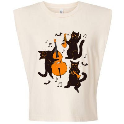 Halloween Funny Band Musical Cats Cello Trumpet Garment-Dyed Women's Muscle Tee