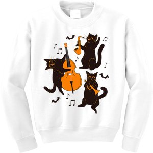 Halloween Funny Band Musical Cats Cello Trumpet Kids Sweatshirt