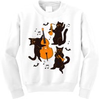 Halloween Funny Band Musical Cats Cello Trumpet Kids Sweatshirt