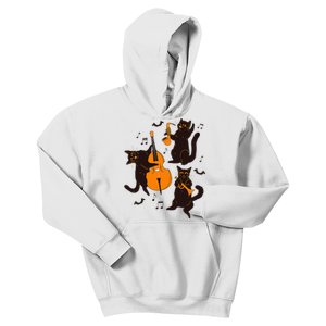 Halloween Funny Band Musical Cats Cello Trumpet Kids Hoodie