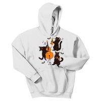 Halloween Funny Band Musical Cats Cello Trumpet Kids Hoodie